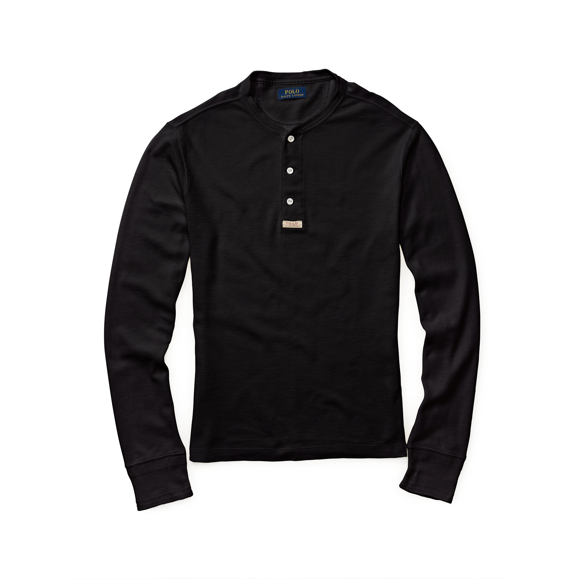 Polo ralph lauren Cotton Henley Shirt in Black for Men | Lyst