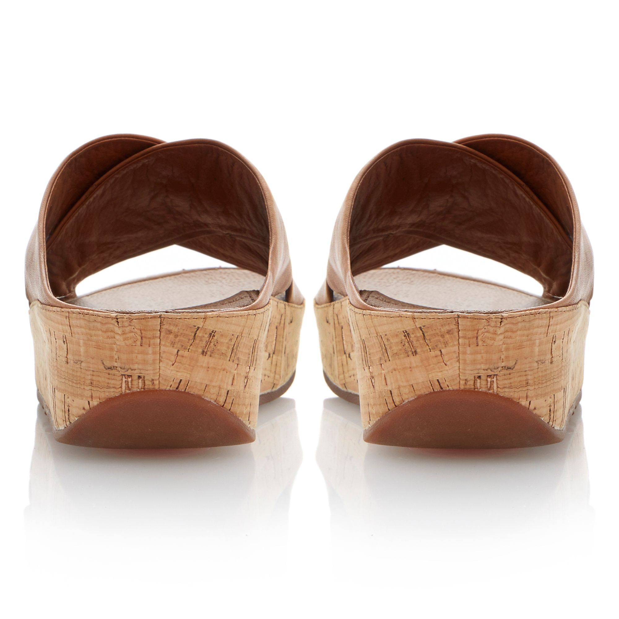 Fitflop Kys Leather Round Toe Crossover Wedge Sandals in Brown (Tan) | Lyst