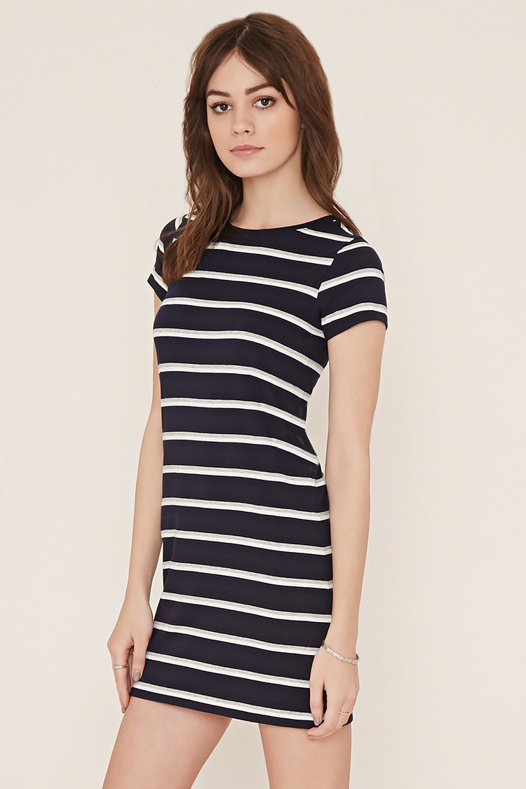 Lyst Forever  21  Striped T shirt  Dress  in Black