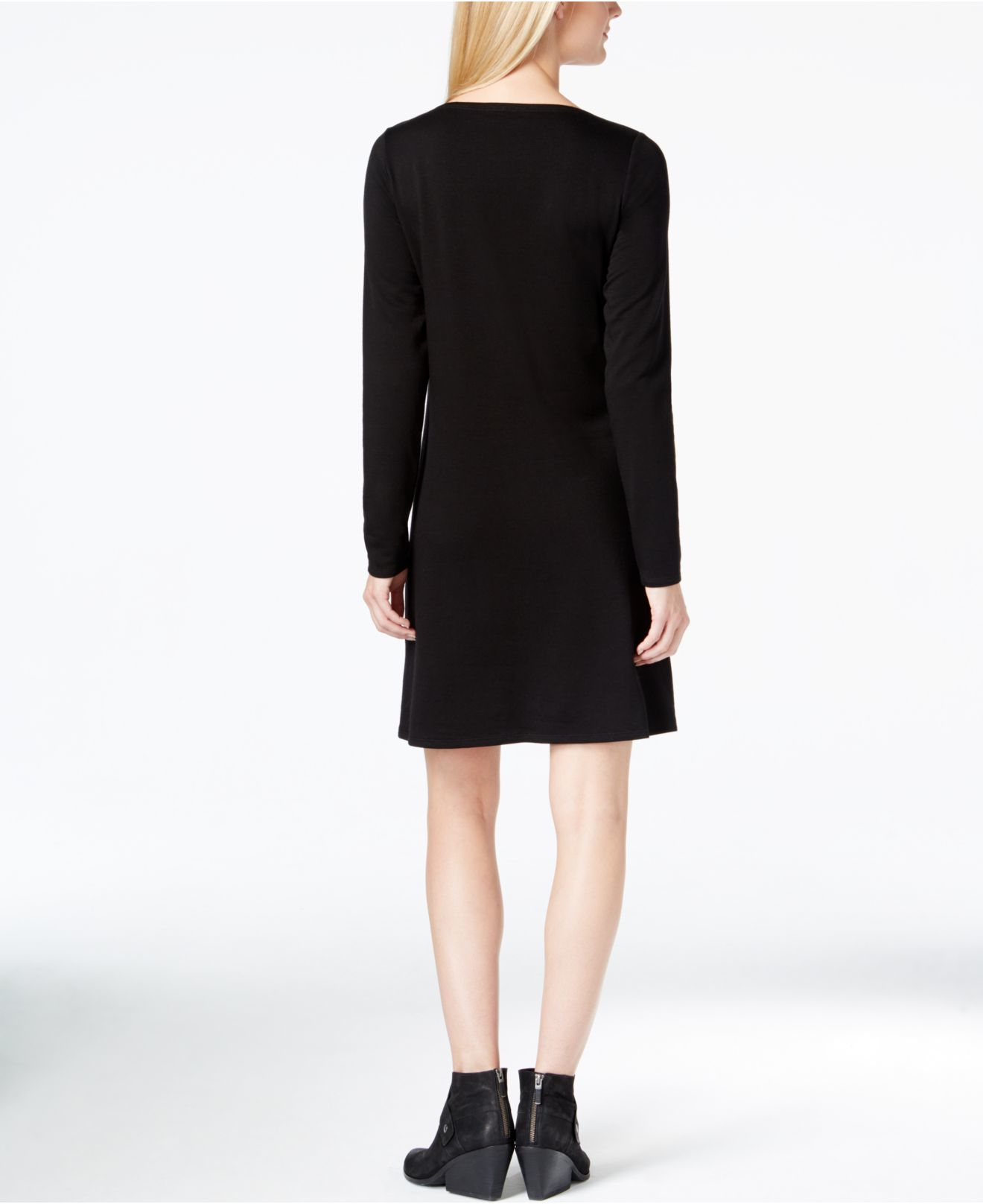 black boat neck dress