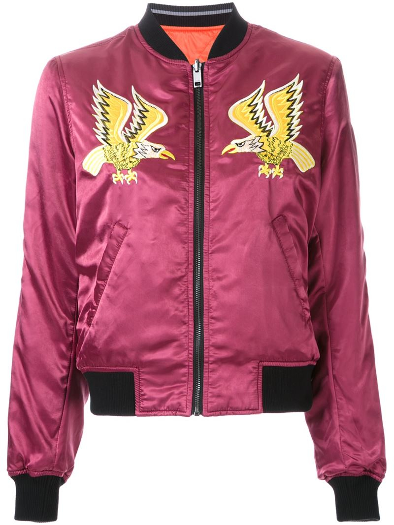 Lyst Diesel Eagle Print Bomber Jacket in Pink