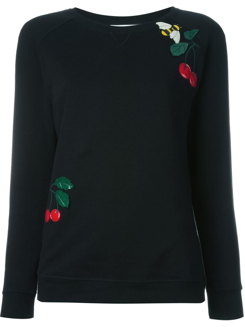 Lyst - Red Valentino Cherry And Bee Appliqué Sweatshirt in Black