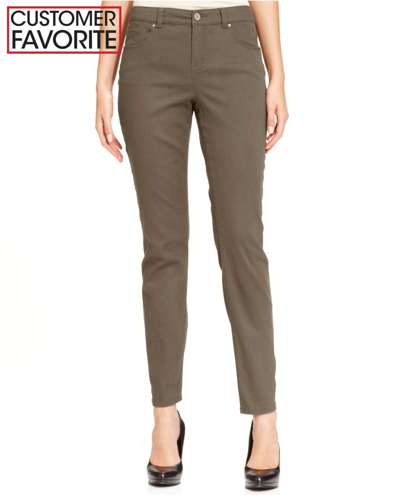 Style & co. Skinny-leg Curvy-fit Jeans in Green (Warm Taupe) | Lyst