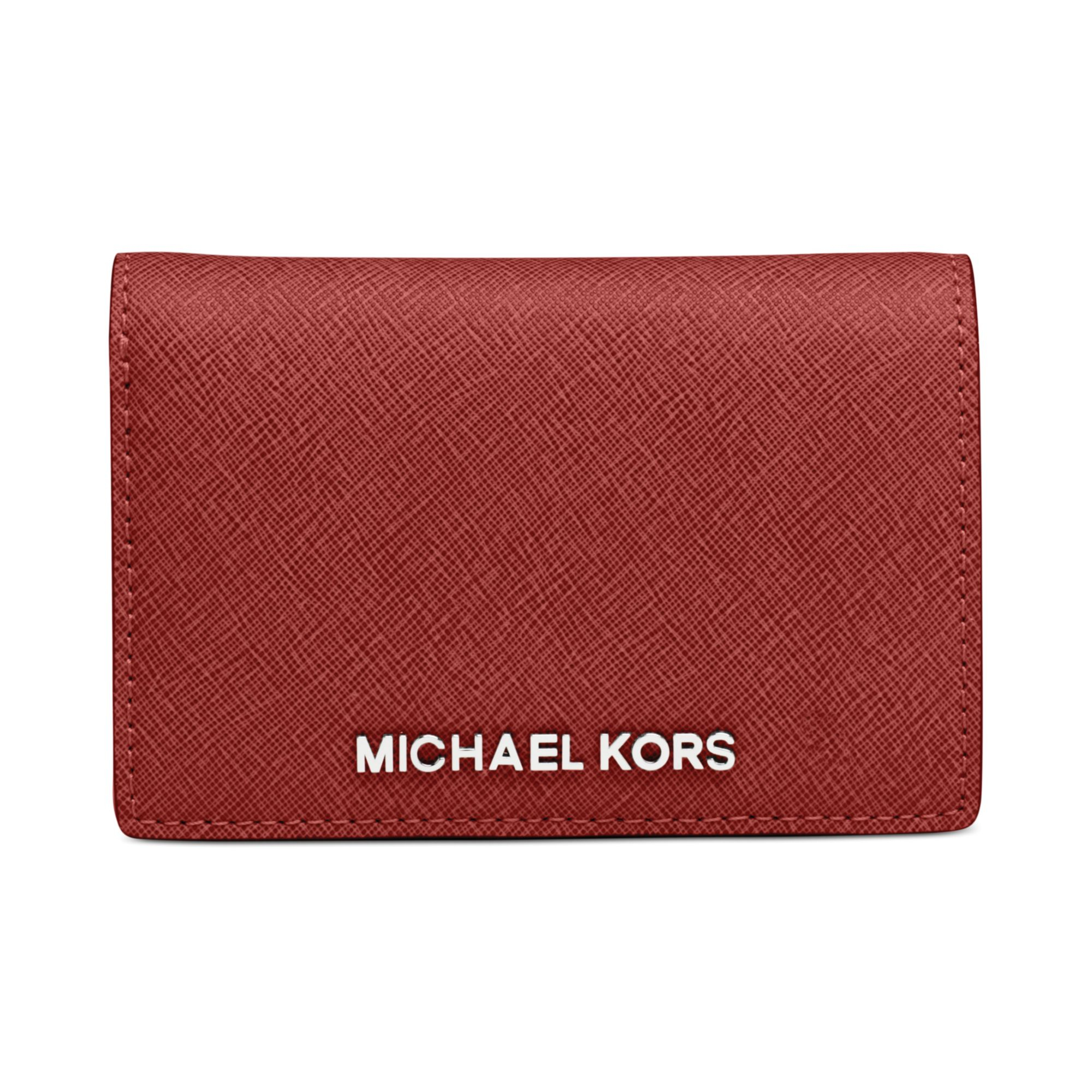 Michael kors Michael Jet Set Travel Medium Slim Wallet in Red | Lyst