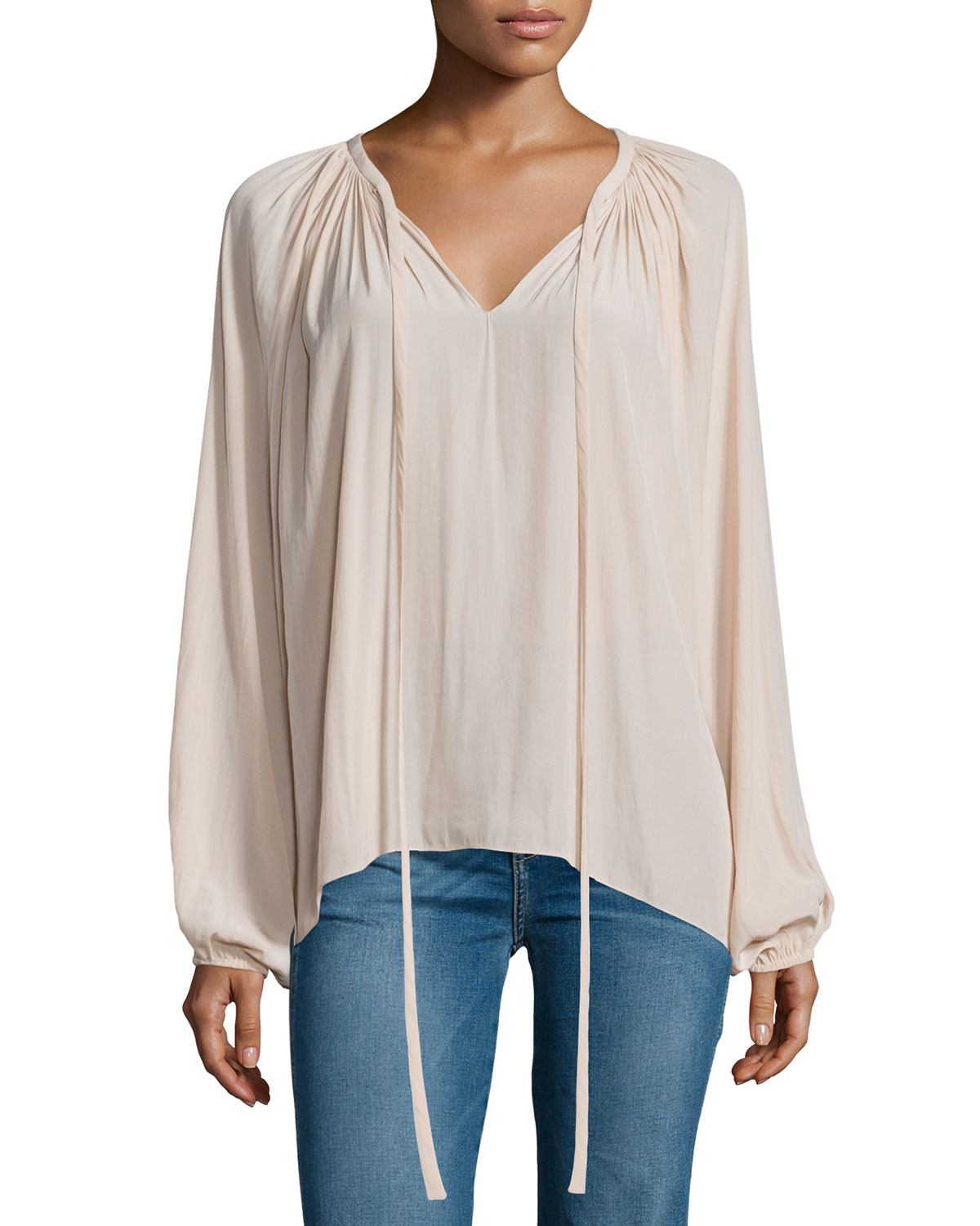 Lyst - Ramy Brook Paris V-neck Peasant Blouse in White