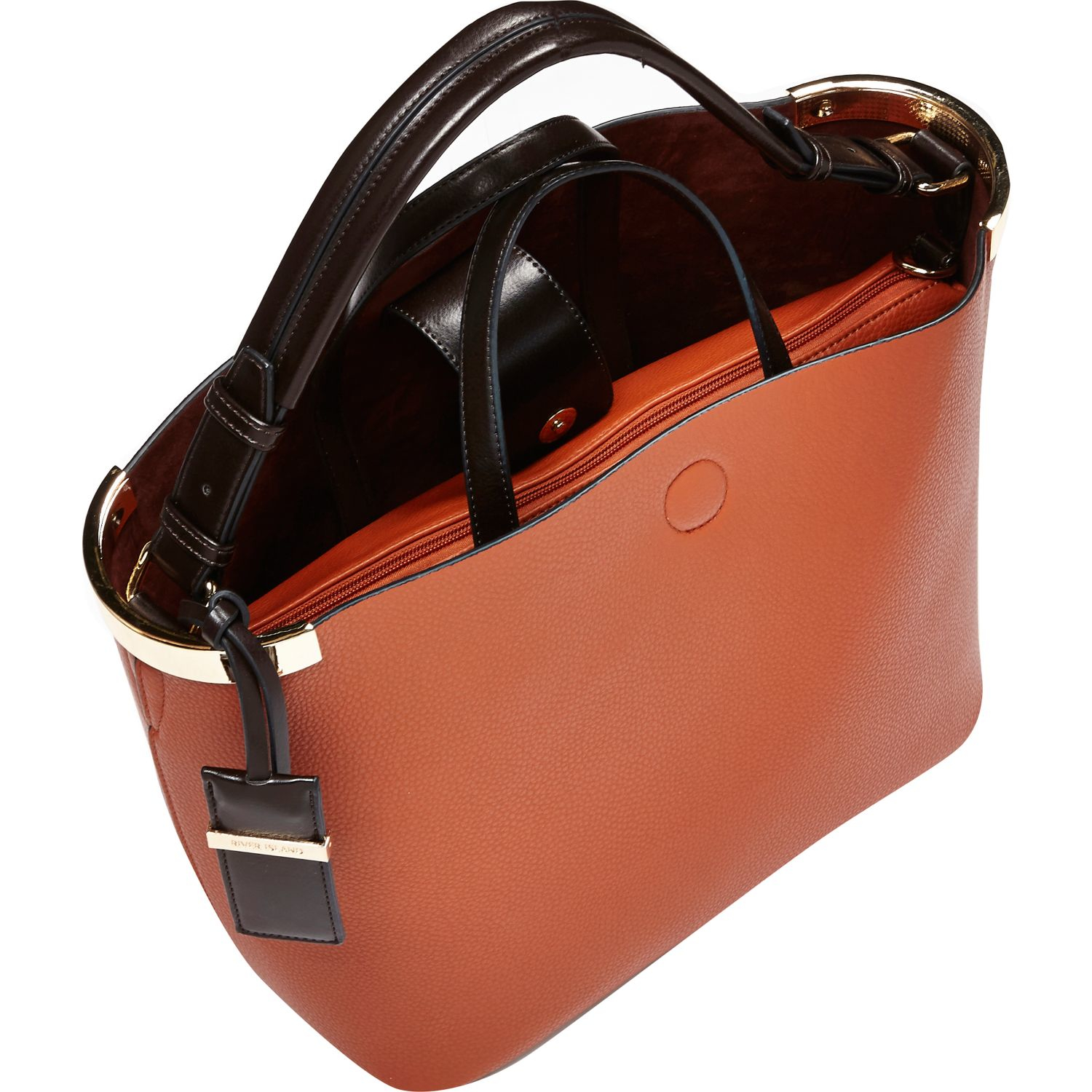Lyst River Island Orange Sleek Slouch Bag In Gallery