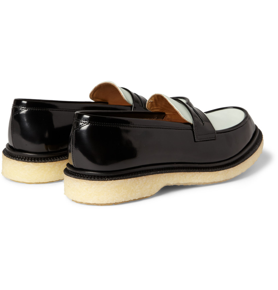 two tone penny loafers black and white