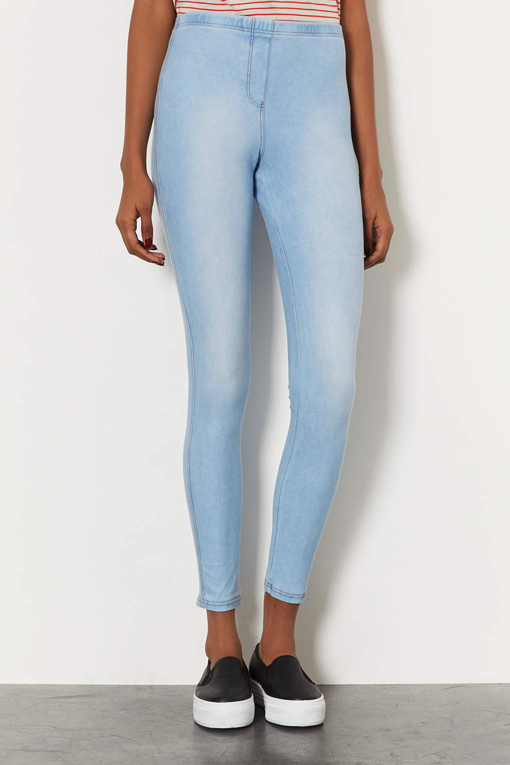 MB - Overlap Zig Zag Mesh Leggings; Denim Blue