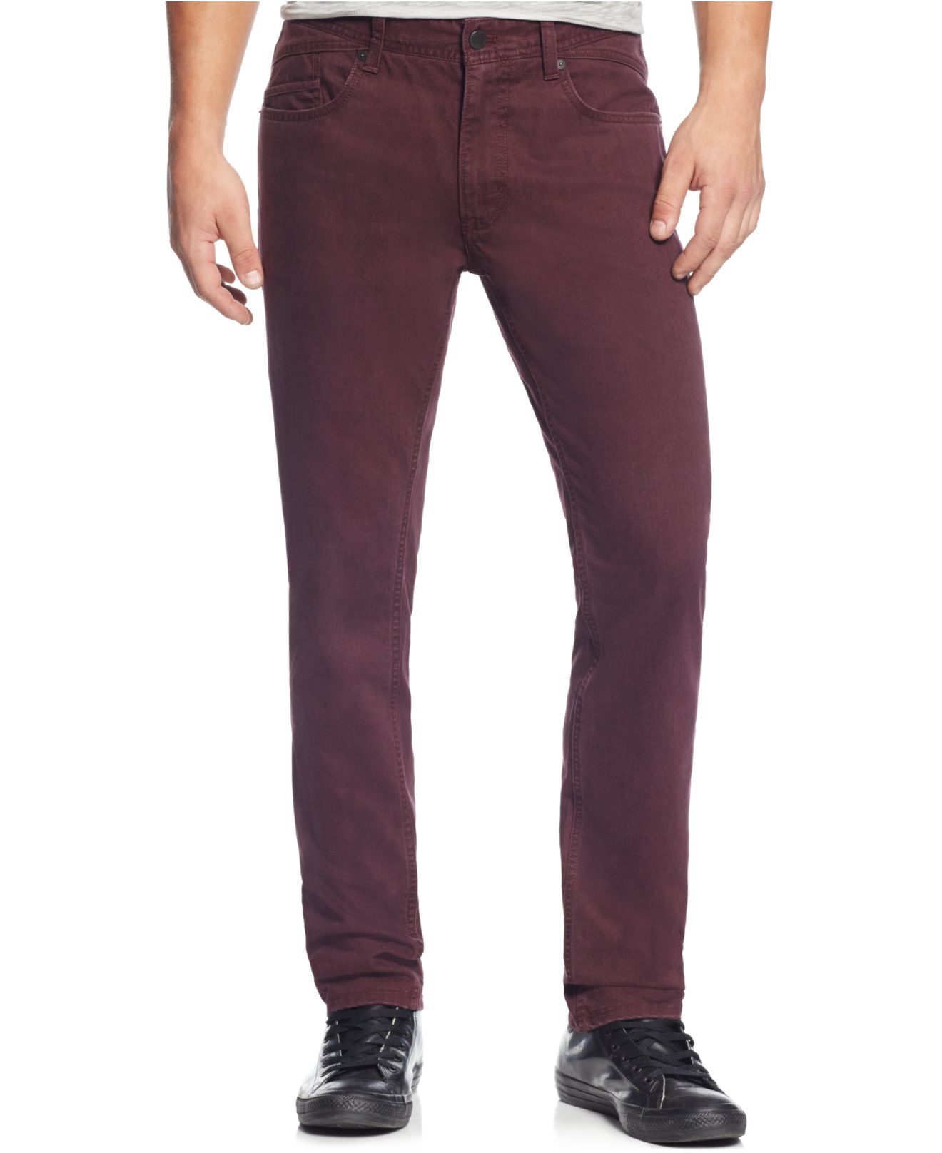 Calvin klein jeans Slim-straight Twill Pants in Purple for Men | Lyst