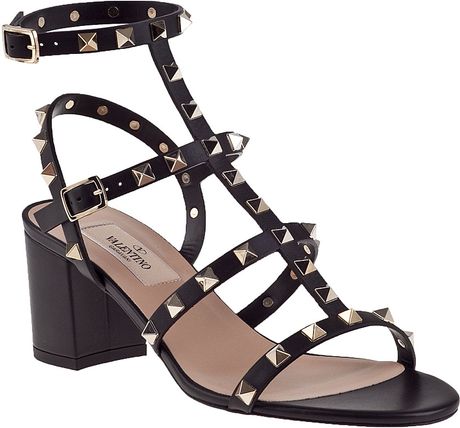 ... Rockstud Gladiator Sandal Black Leather in Black (Black Leather