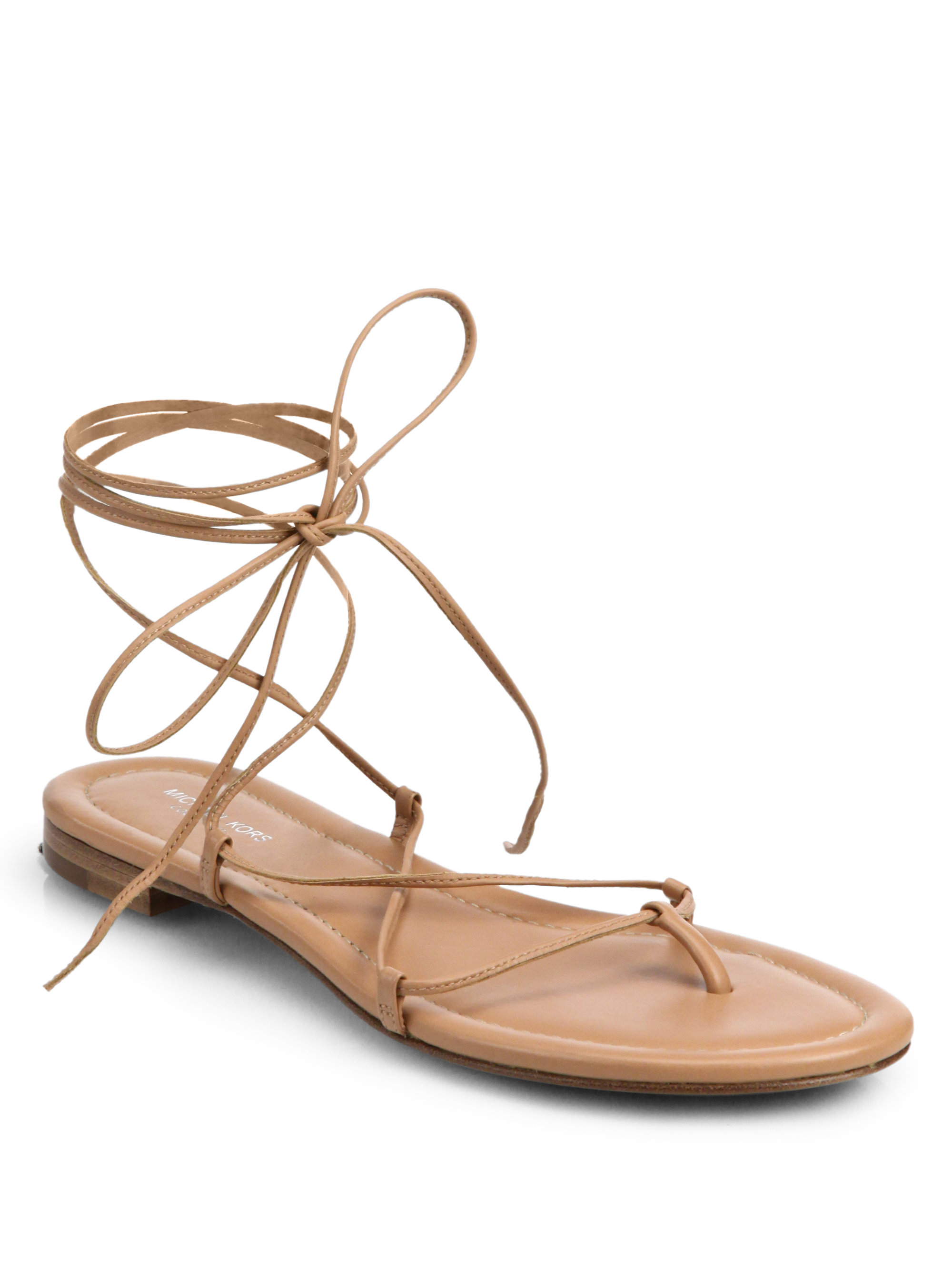 lace up sandals michael kors bradshaw lace up leather sandals in brown lyst lace up sandals michael kors bradshaw lace up leather sandals in brown lyst