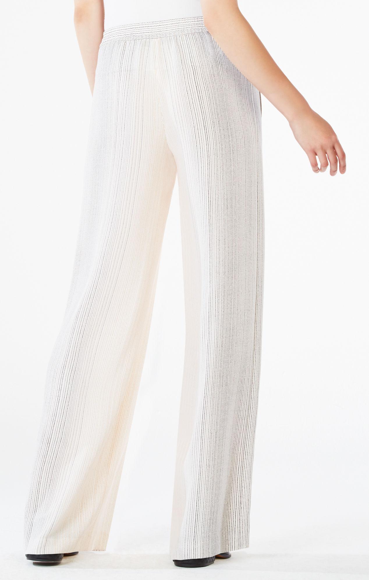 Lyst - Bcbgmaxazria Houston Striped Wide-leg Pant in White