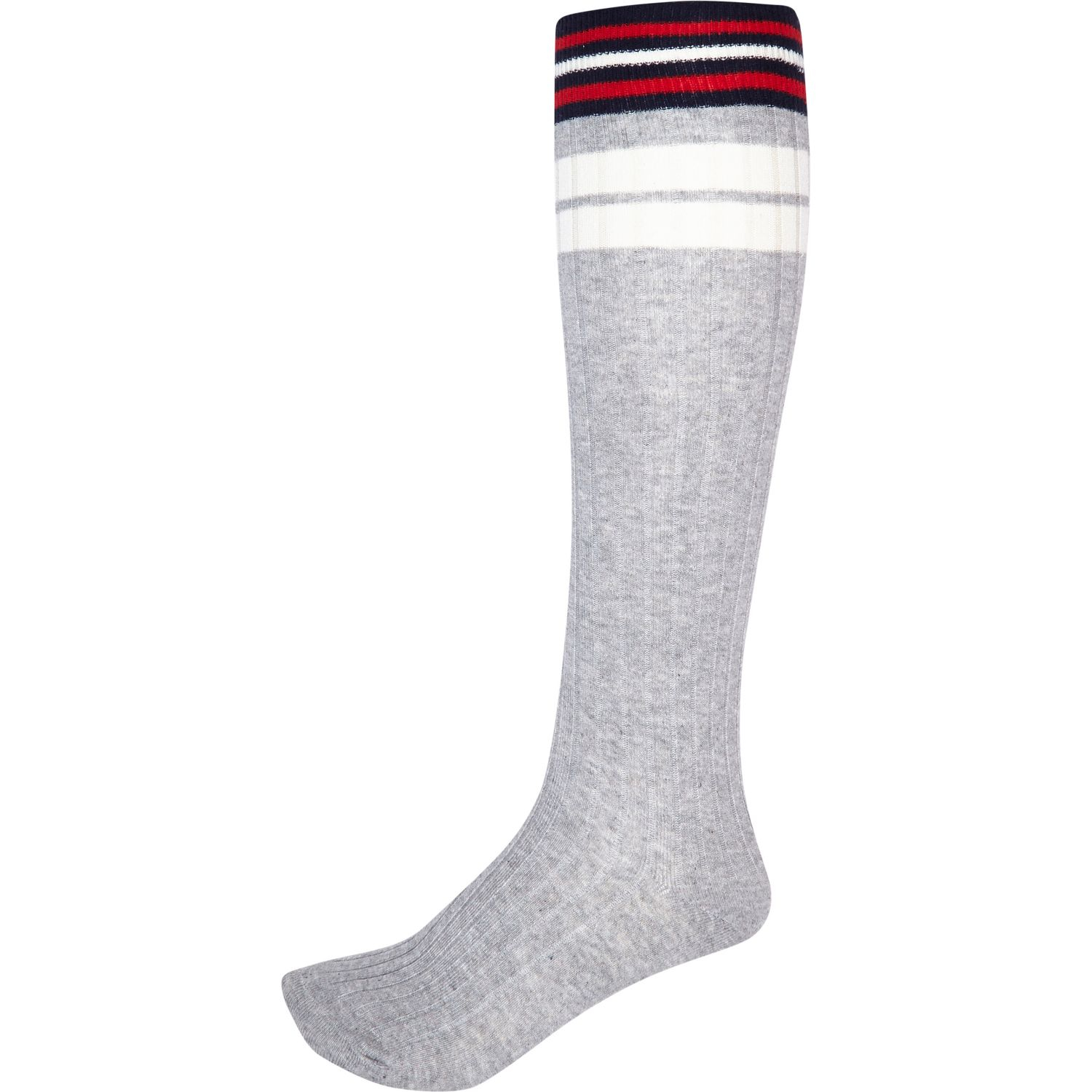 River island Grey Marl Colour Block Knee High Socks in Gray for Men