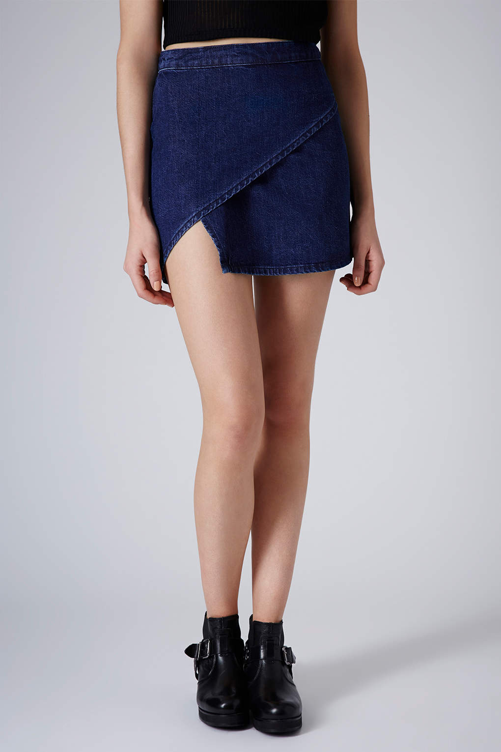Topshop Moto Denim Wrap Skirt in Blue | Lyst