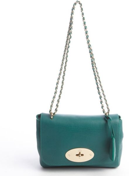 Mulberry Emerald Leather Small Gold Braided Chain Shoulder Bag in Green ...