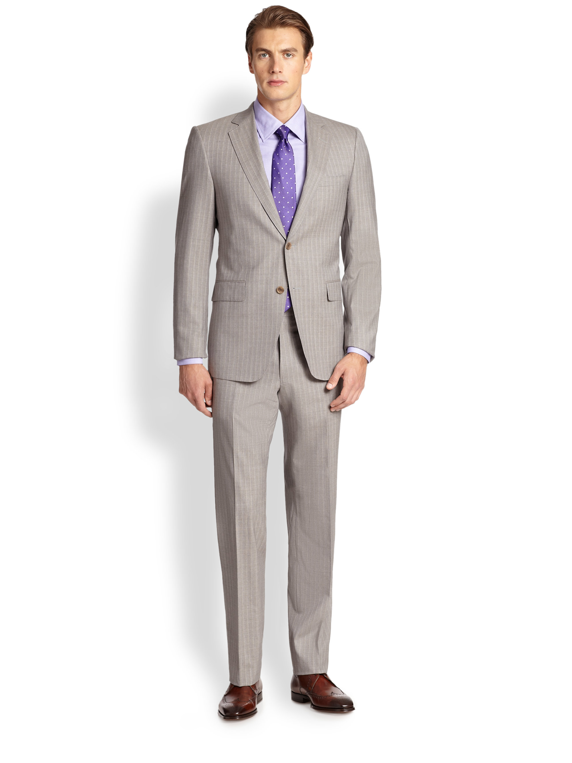 Saks Fifth Avenue Samuelsohn Pinstriped Two button Wool Suit In Gray 