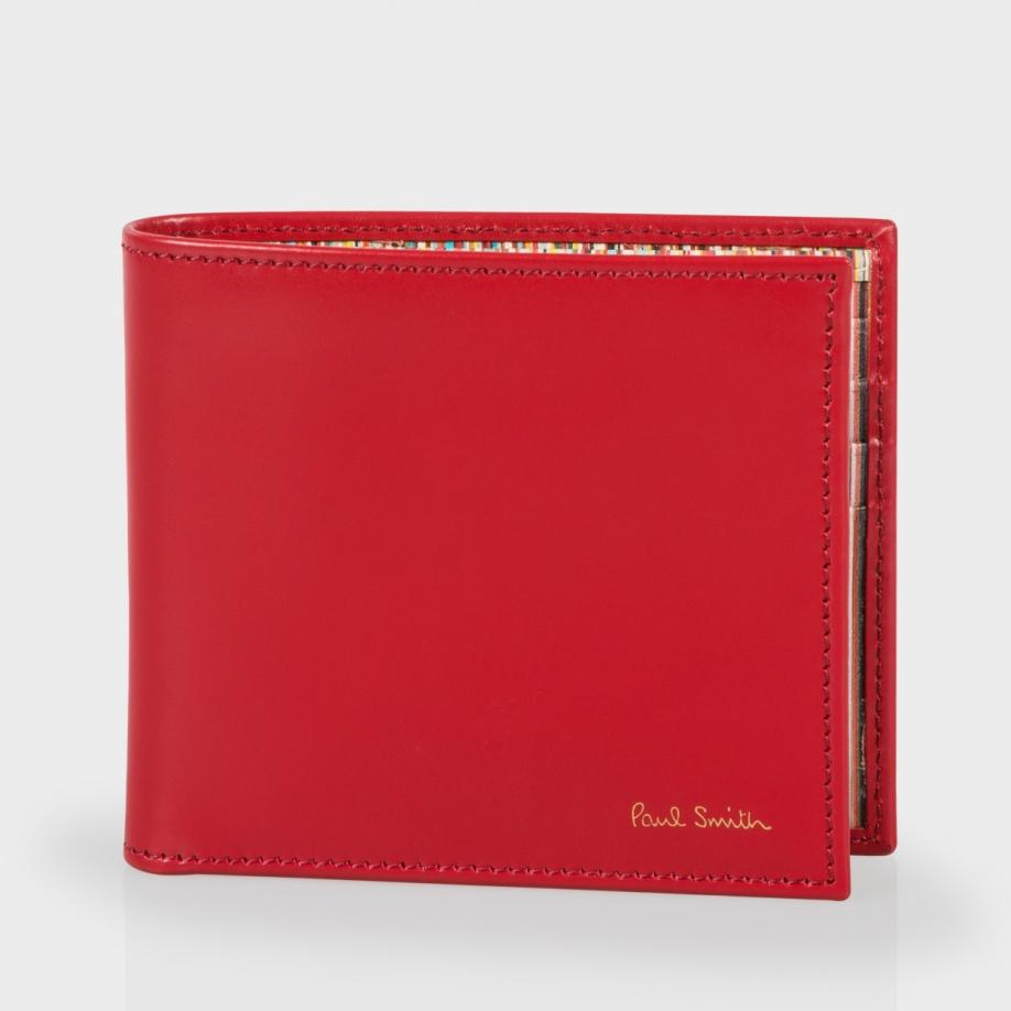 Lyst - Paul Smith Men&#39;s Red Leather Signature Stripe Interior Billfold Wallet in Red for Men