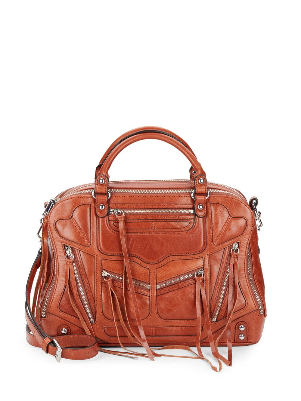 Lyst Rebecca Minkoff Jealous Trizip Leather Satchel in Brown