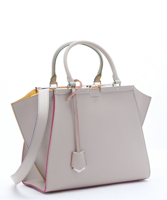 Lyst Fendi Grey And Yellow Leather 3jours Convertible Tote In Gray