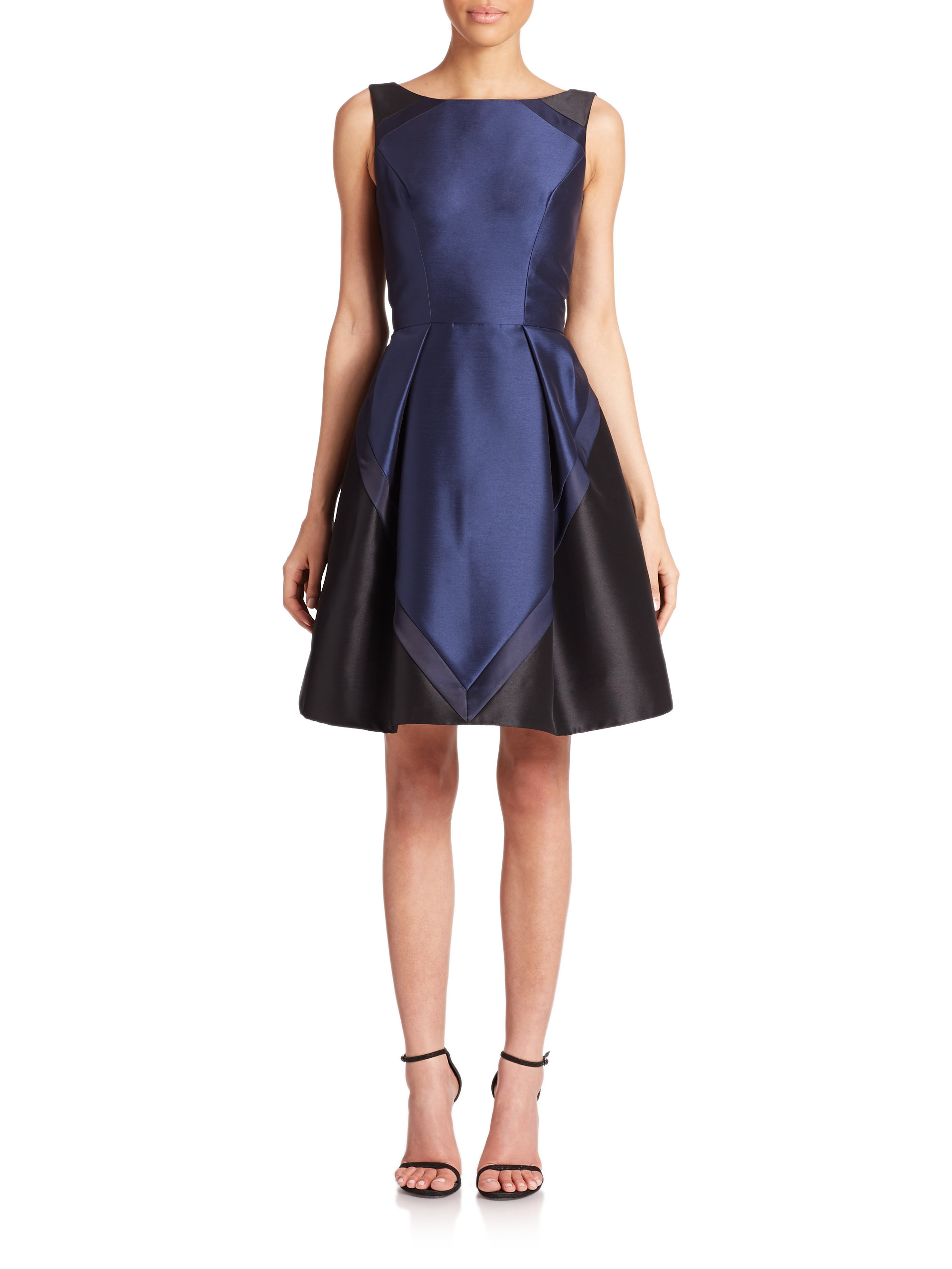 Lyst - THEIA Colorblock Cocktail Dress in Blue