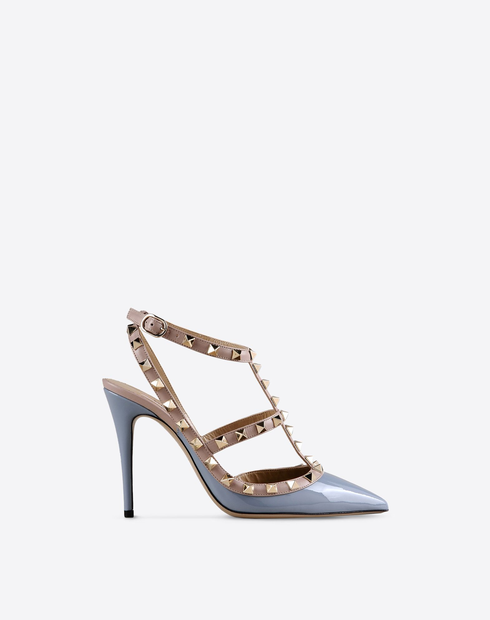 Valentino Rockstud Ankle Strap in Gray | Lyst