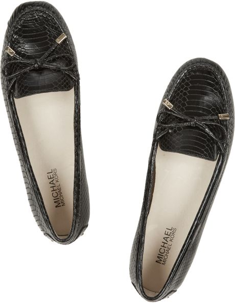Michael Michael Kors Daisy Snake-Effect Leather Loafers in Black | Lyst