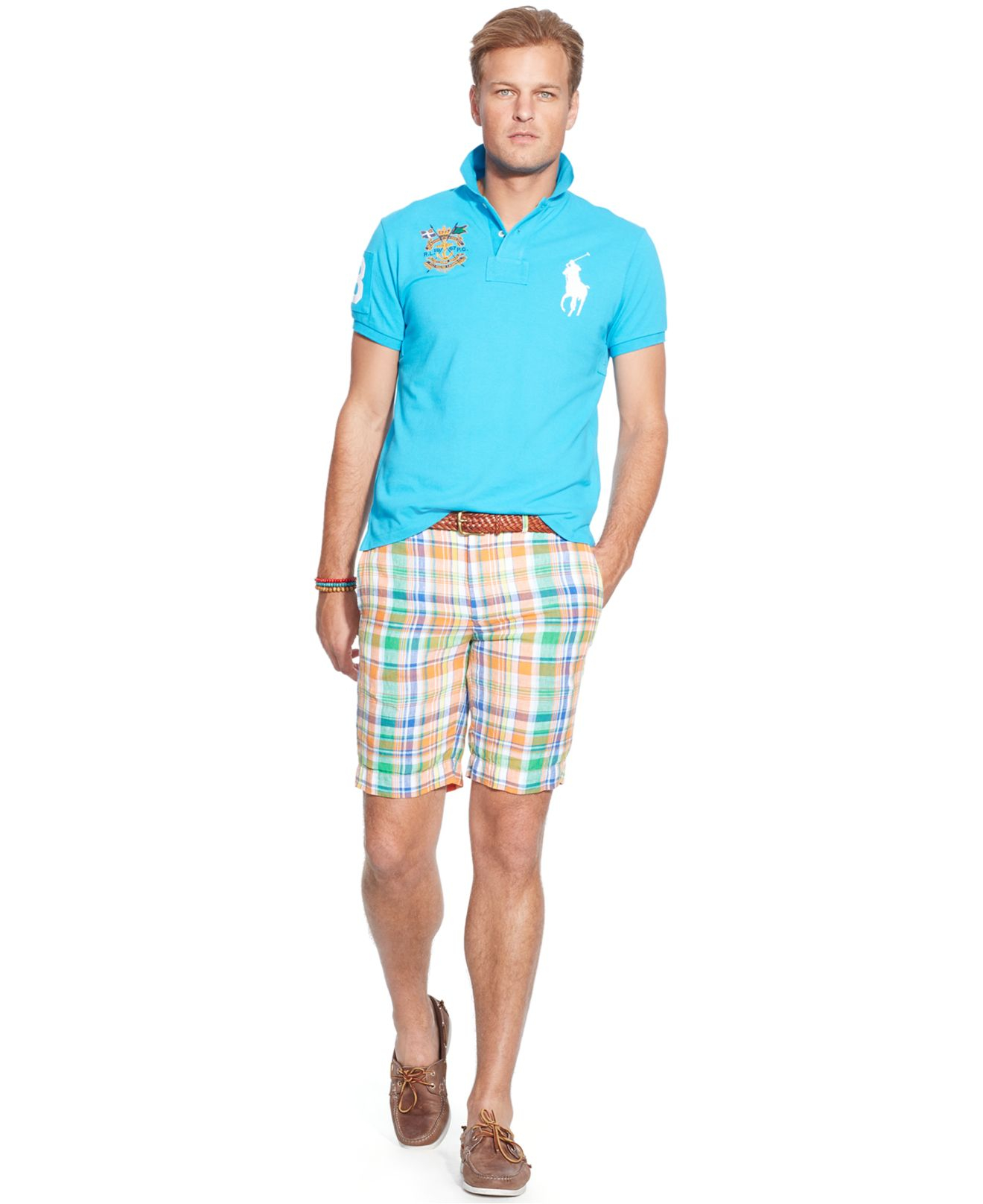 Polo ralph lauren Big And Tall ClassicFit Hudson Madras Linen Shorts