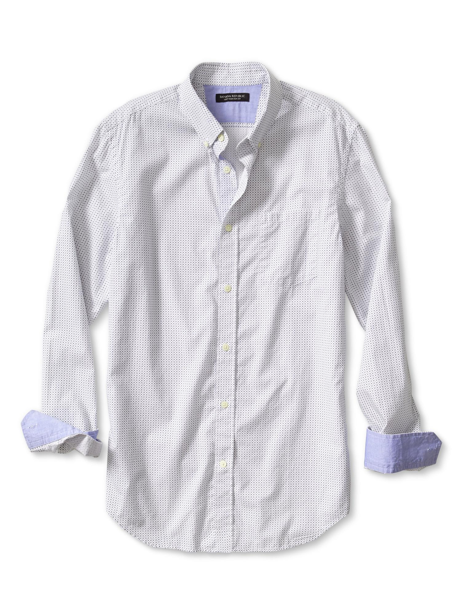 Banana Republic Tailored Slim-Fit Soft-Wash Wheel Shirt in White for ...