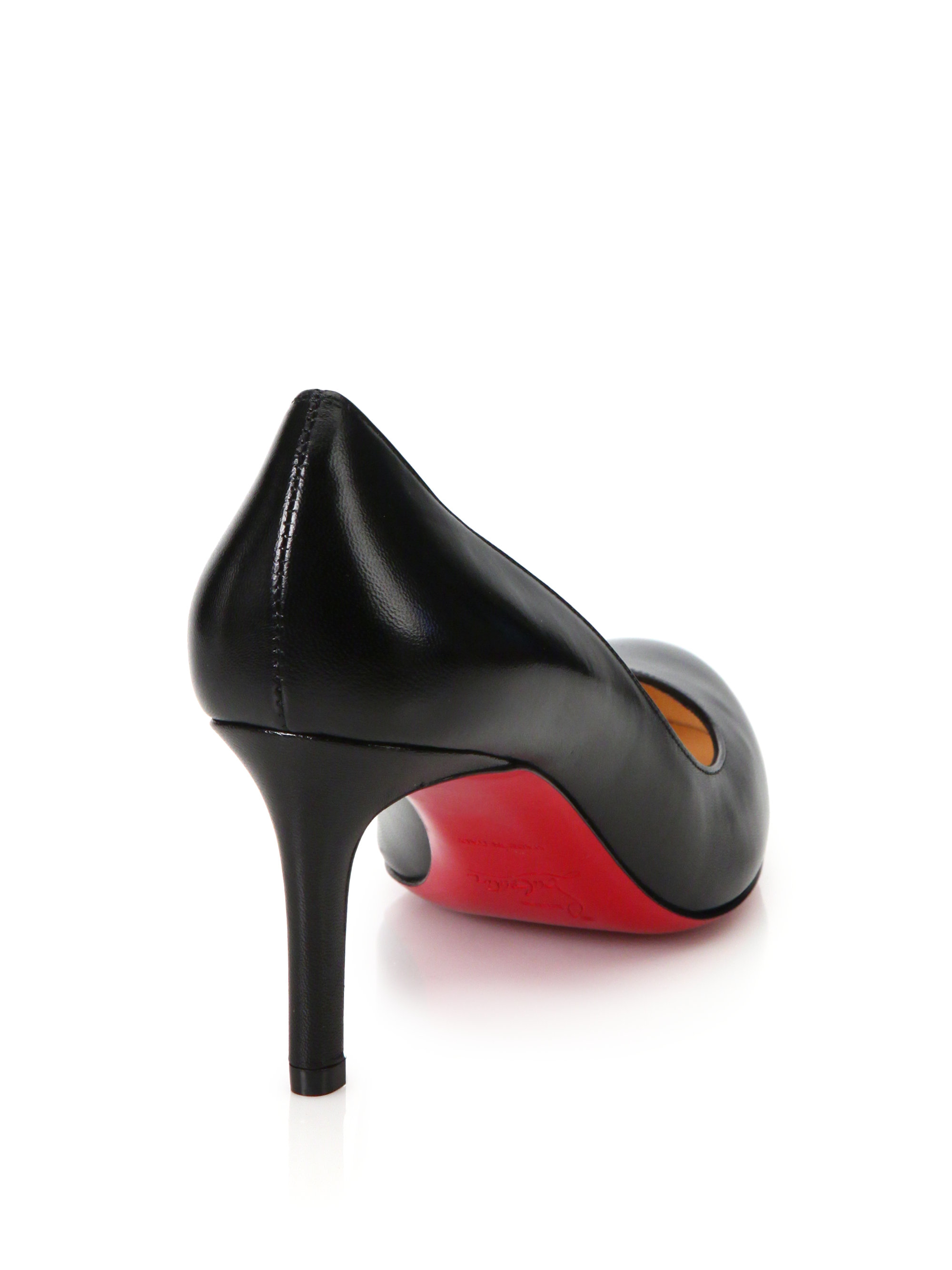 Christian louboutin Kid Leather Mid-heel Pumps in Black | Lyst