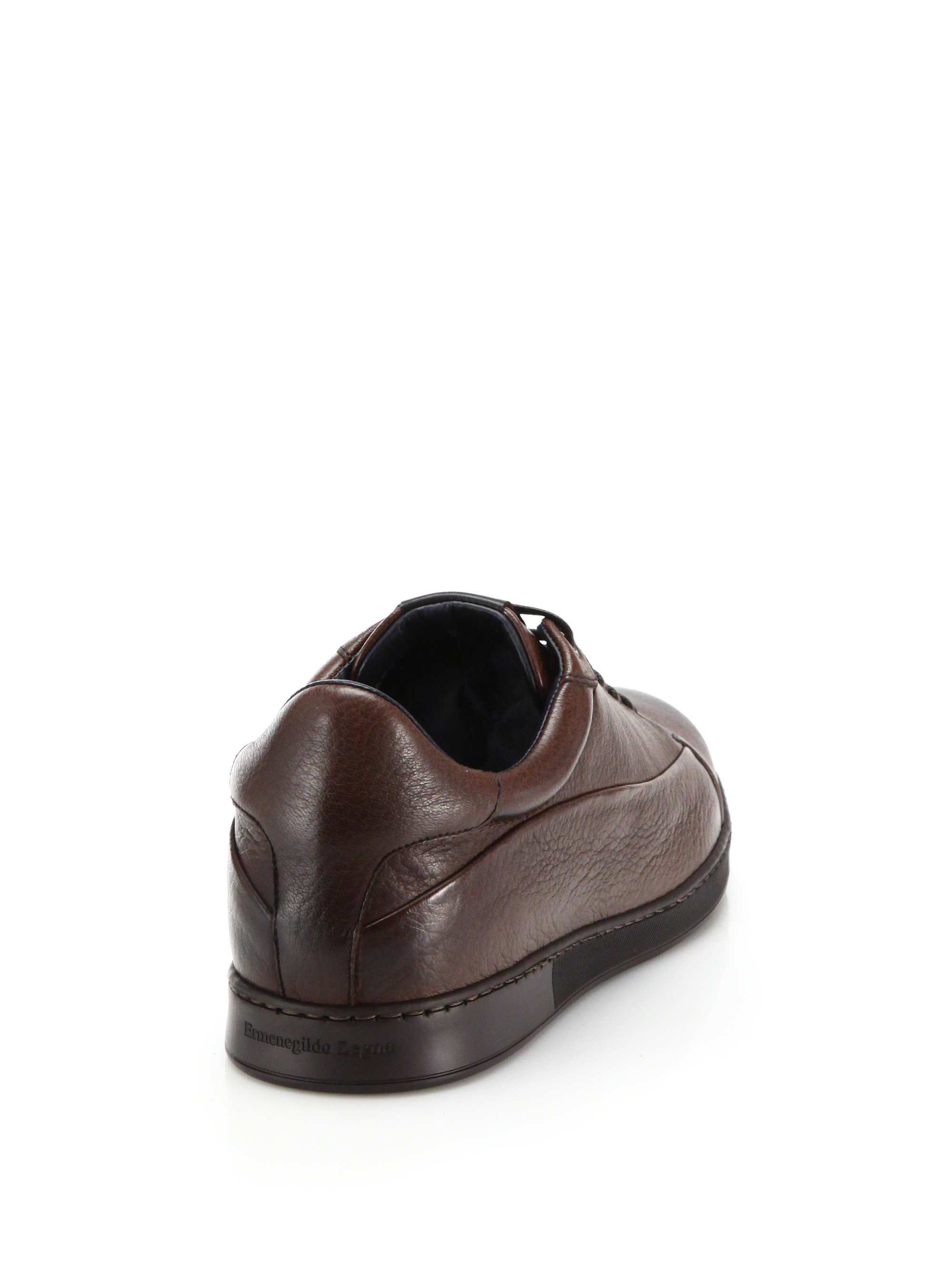 Lyst Ermenegildo Zegna Manhattan Leather Sneakers in Brown for Men