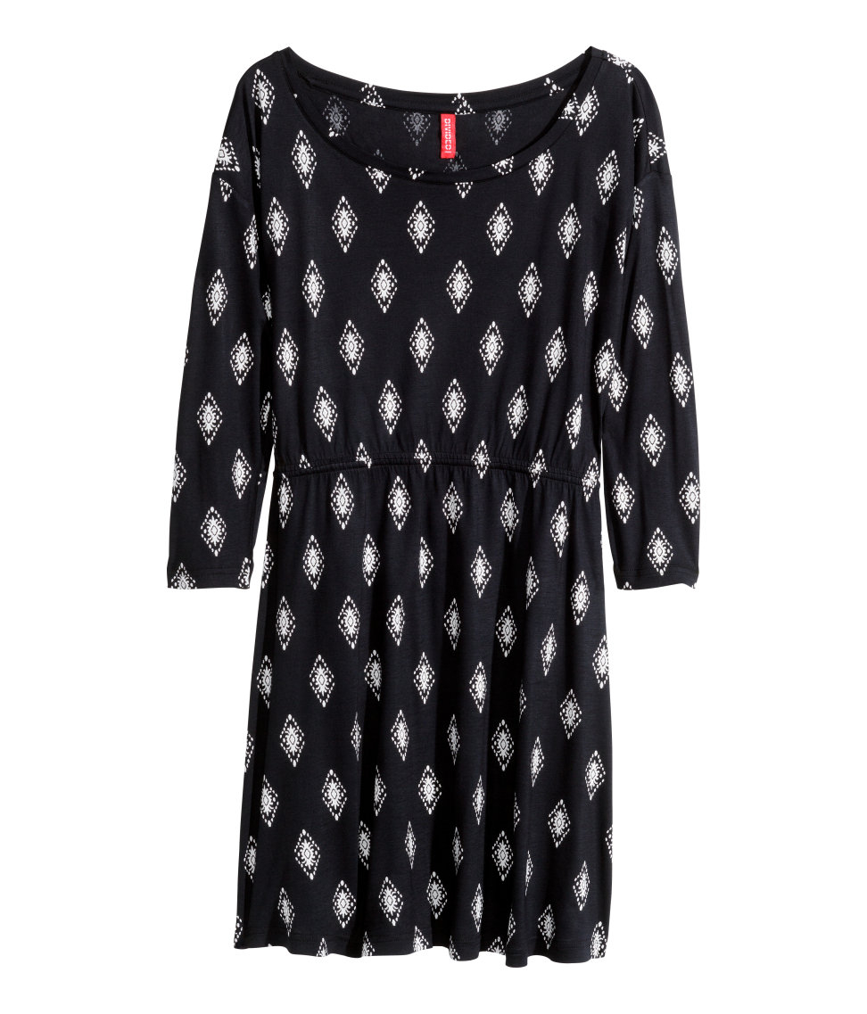 Black And White Patterned Jersey Dress | lyst h m patterned jersey dress in black Black And White Patterned Jersey Dress | lyst h m patterned jersey dress in black