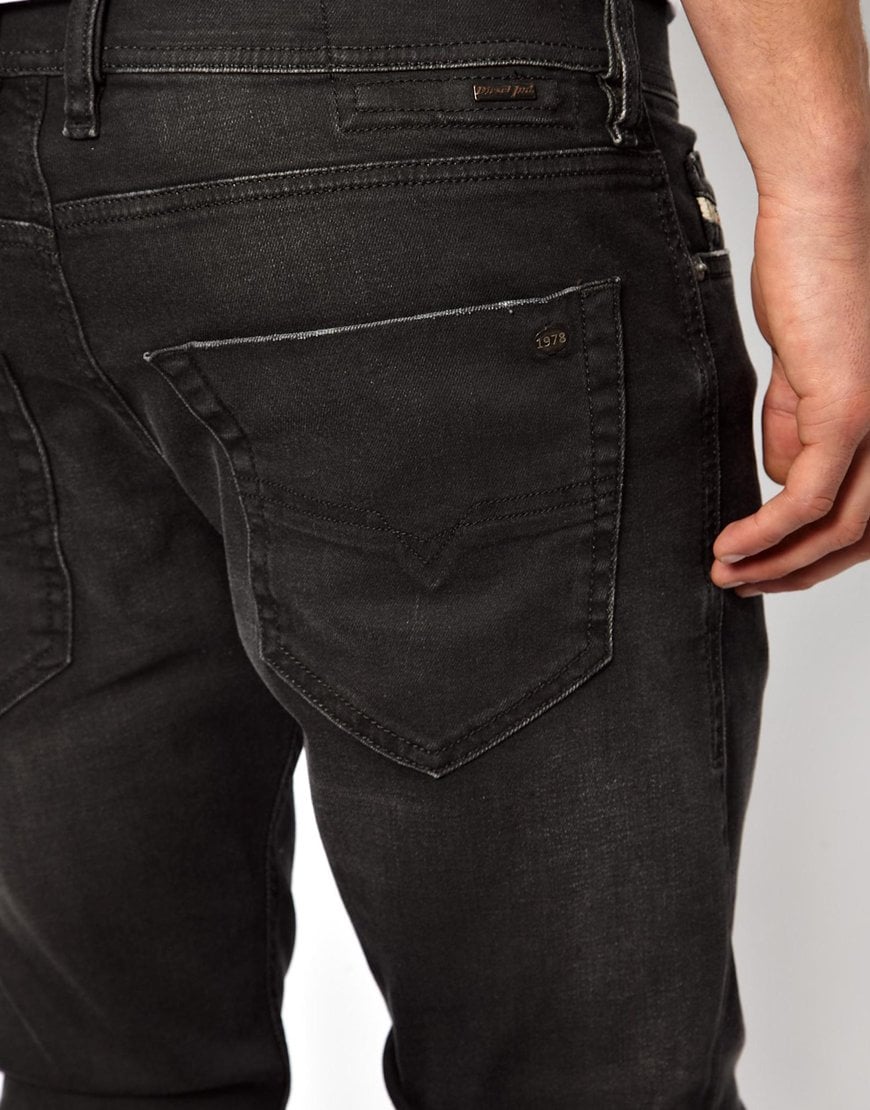 Diesel Jeans Tepphar 822r Skinny Fit Washed Black in Black for Men | Lyst