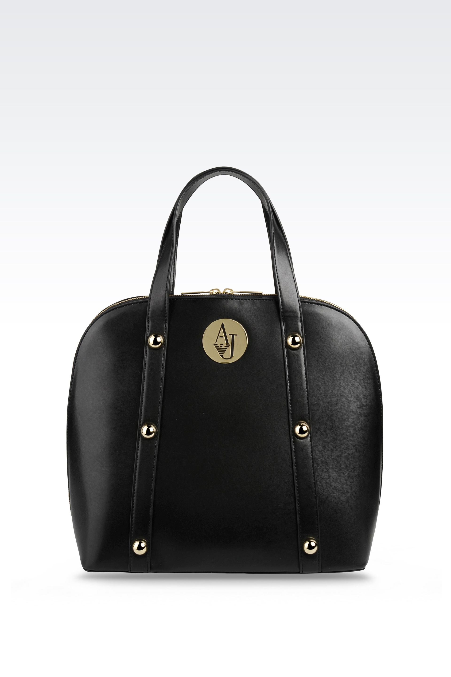 Download Lyst - Armani Jeans Tote Bag in Glossy Faux Leather in Black