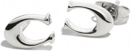 Coach Signature C Stud Earrings in Silver | Lyst