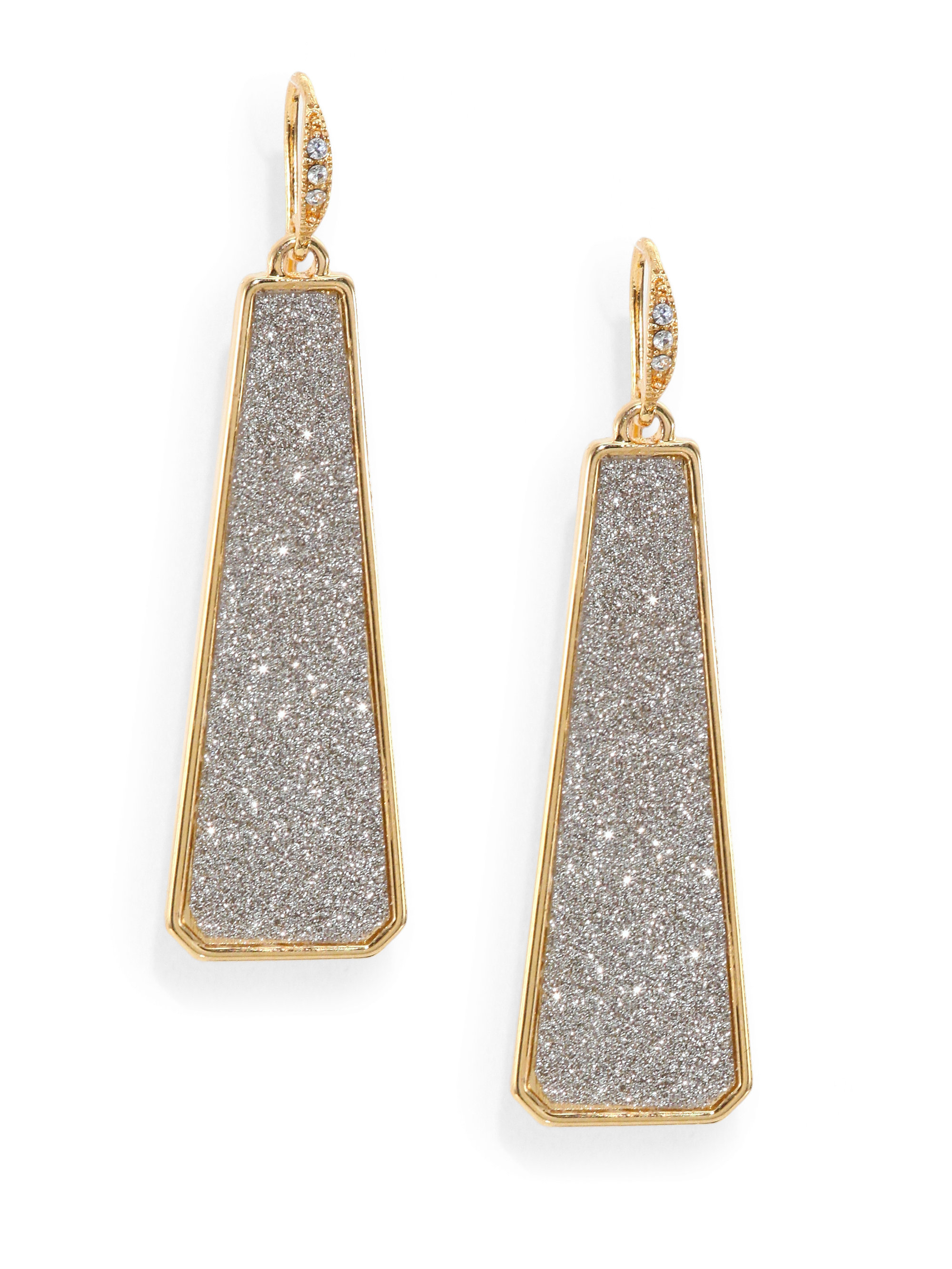 Lyst Abs By Allen Schwartz Glitter Drop Earrings In Metallic Gallery