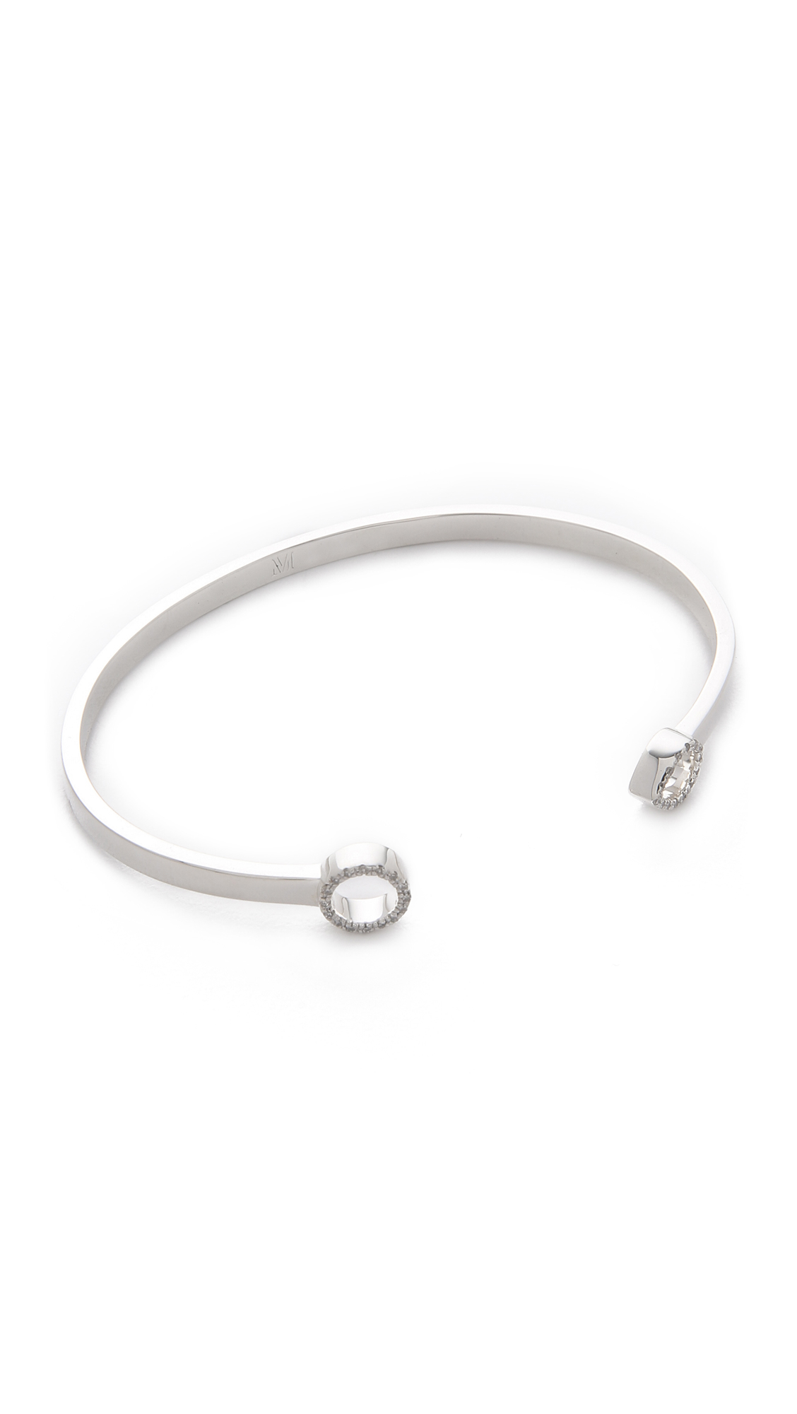 Lyst Monica Vinader Naida Thin Open Cuff Bracelet Diamond Silver Gallery