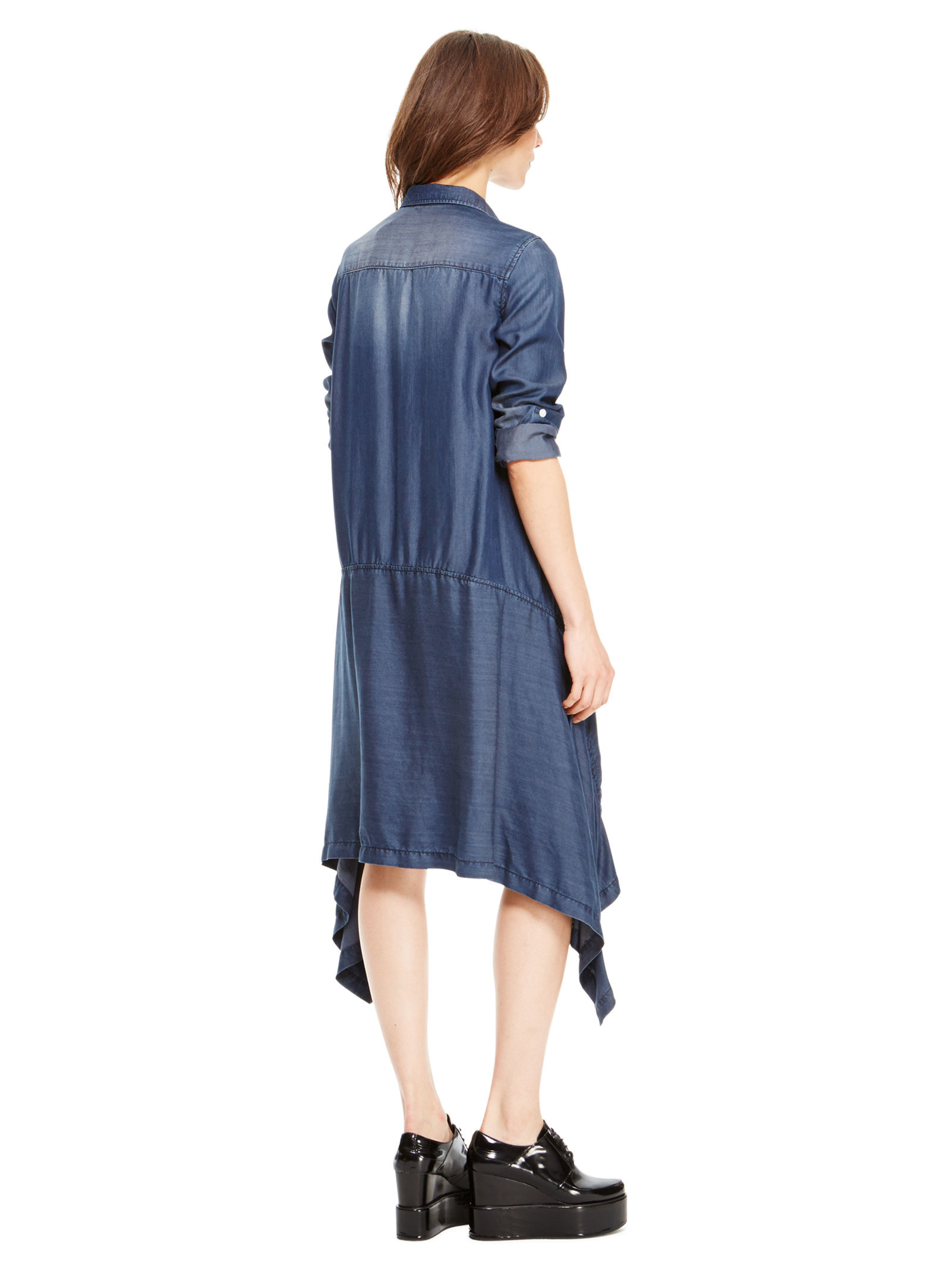 Lyst Dkny Pure Drapey Denim Dress In Blue Gallery Women S Denim Dresses