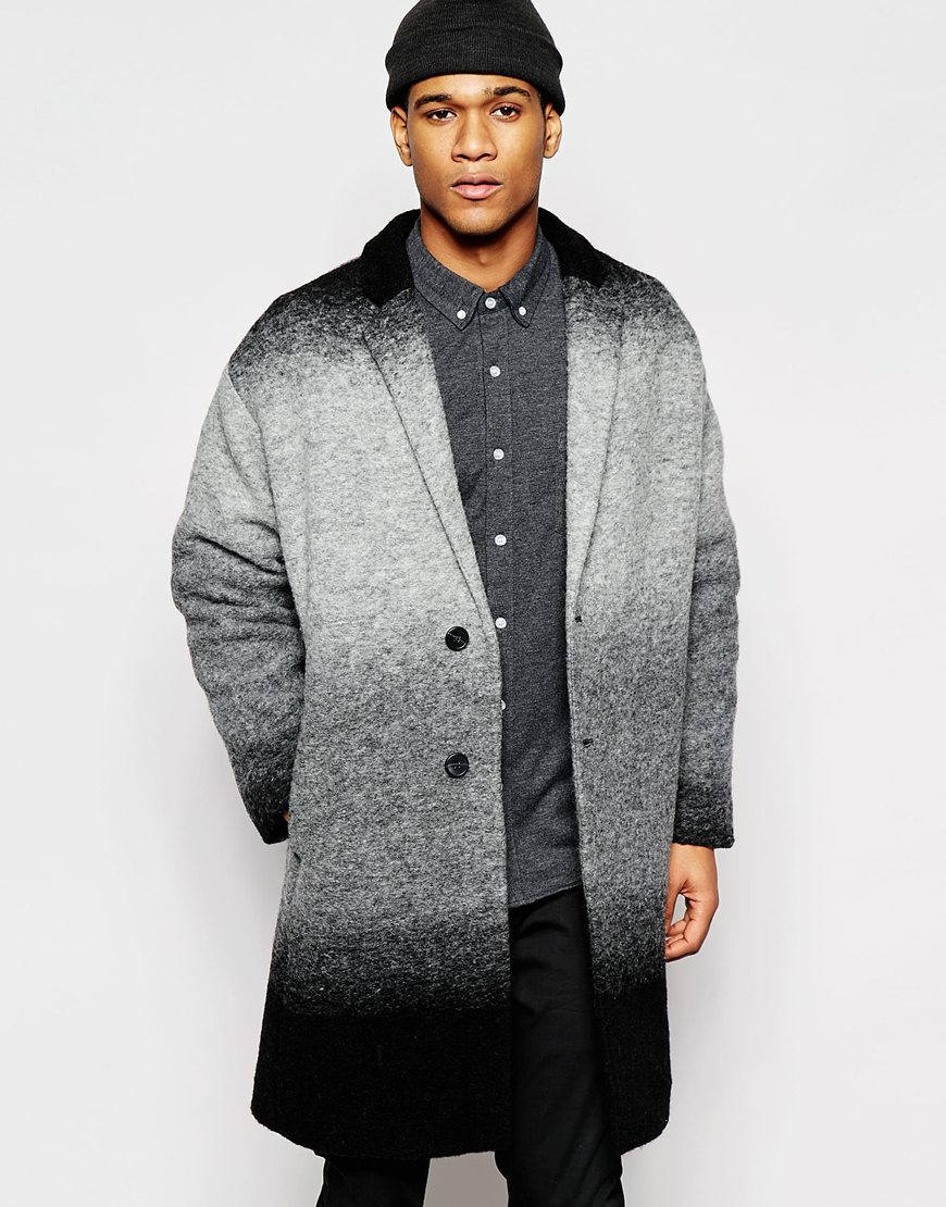 Lyst - Asos Overcoat In Italian Wool With Black And White Ombre in ...