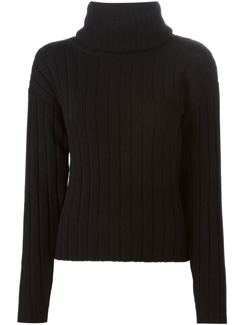 Lyst - Dkny Ribbed Roll-neck Sweater in Black
