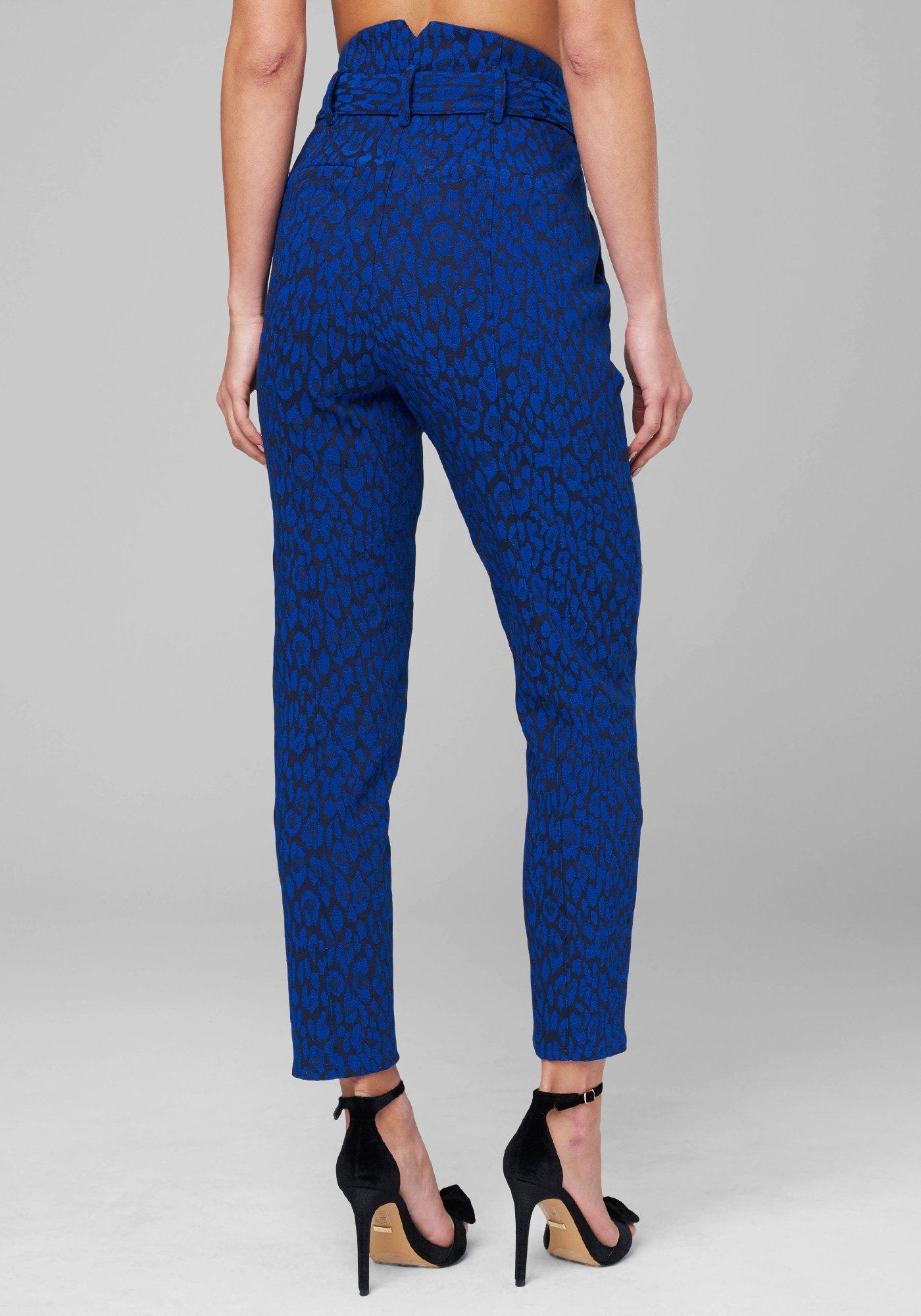 Lyst - Bebe High Waist Leopard Crop Pants in Blue