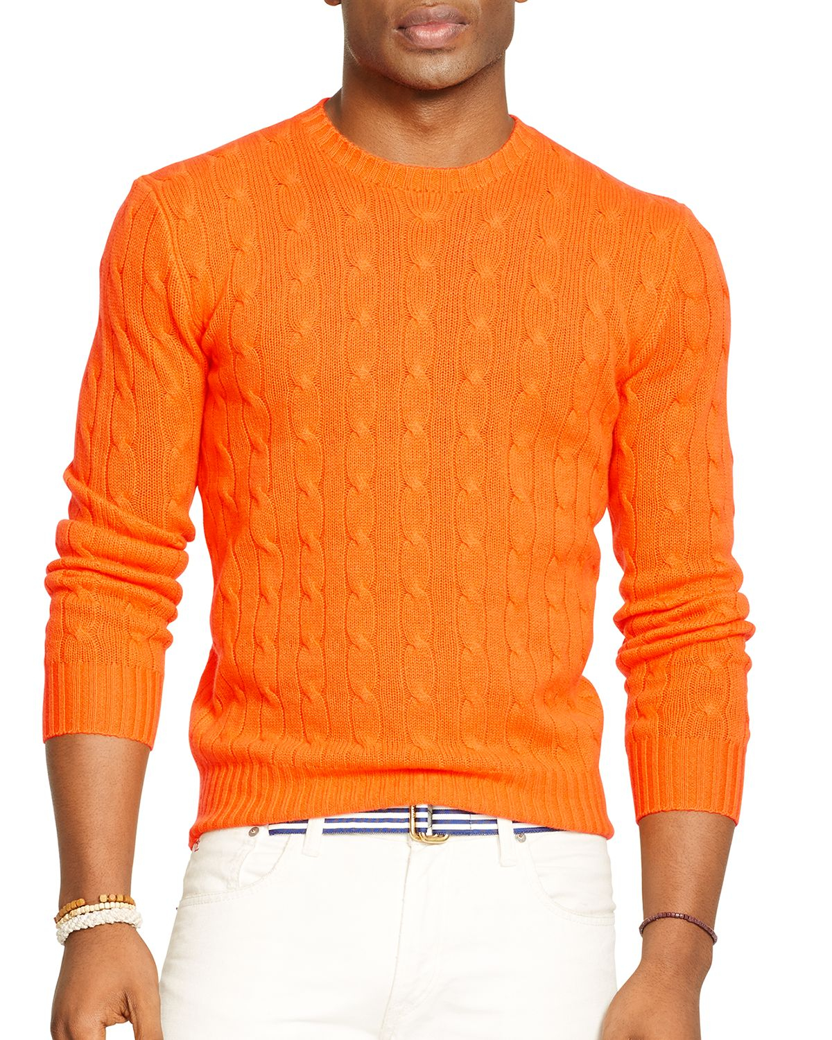 Lyst - Ralph lauren Polo Cable-knit Cashmere Sweater in Orange for Men