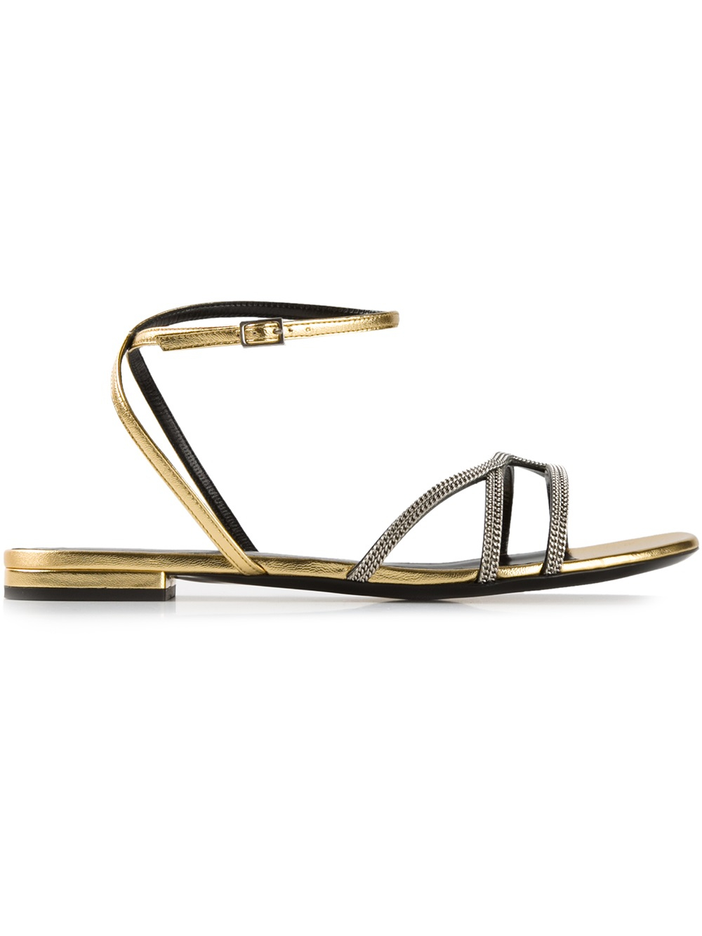 Saint Laurent Chain Detail Sandal in Gold (metallic) | Lyst