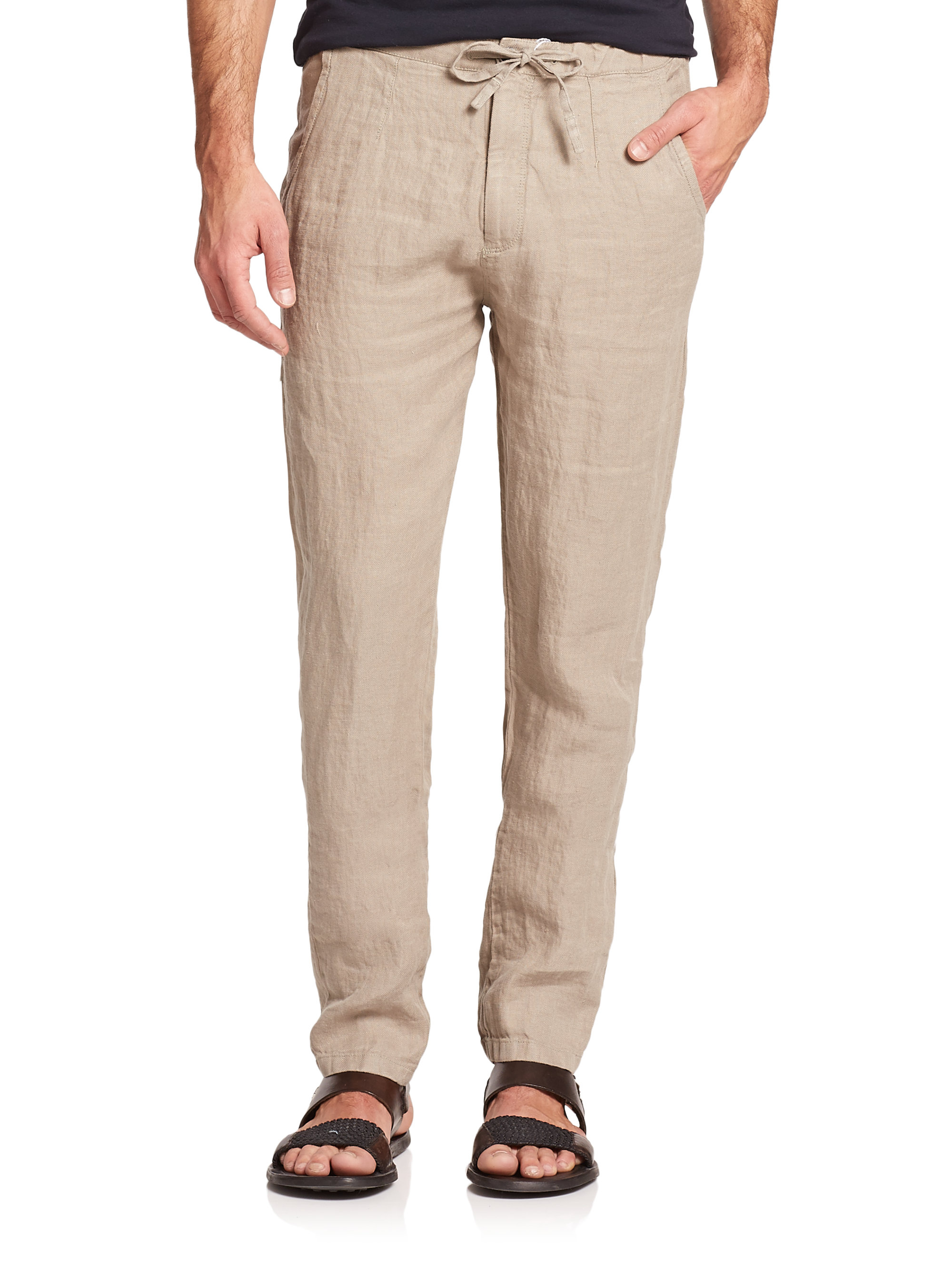 Armani | Brown Linen Drawstring Pants for Men | Lyst