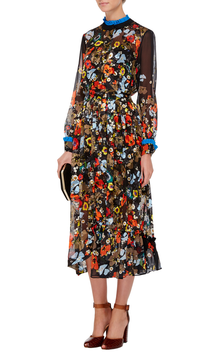 Preen Long Sleeved Floral Print Dress in Multicolor (multi) | Lyst