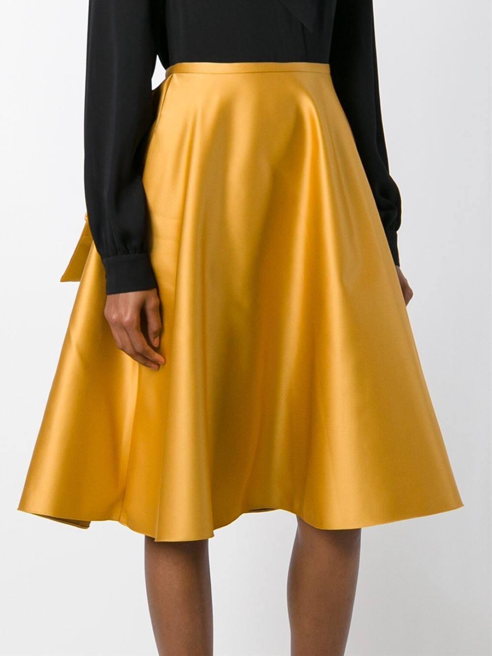 yellow fit and flare skirt