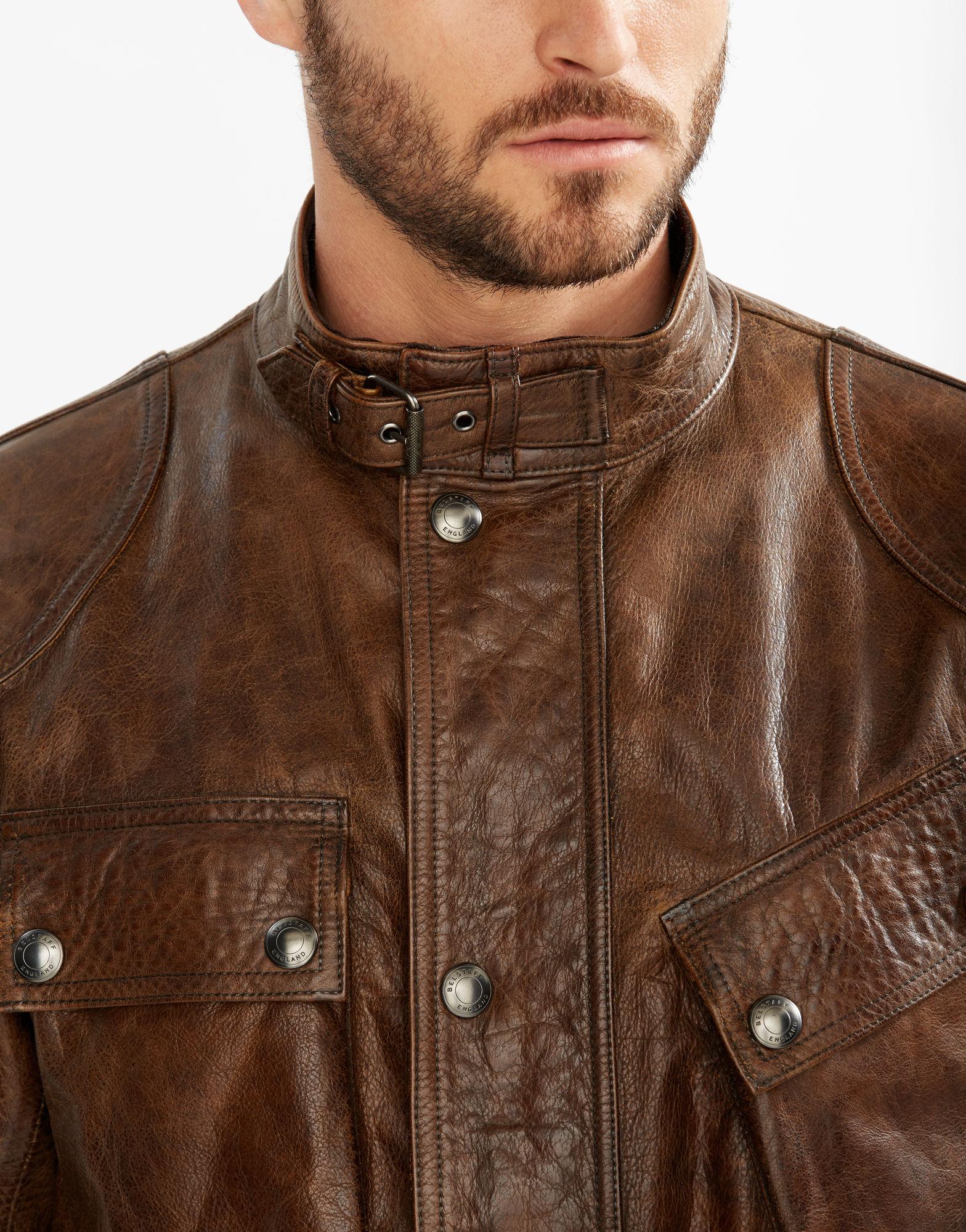 belstaff mens brown leather jacket