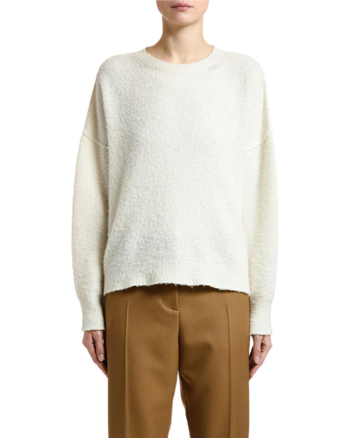 Marni Fuzzy Knit Oversized Crewneck Sweater in White - Lyst
