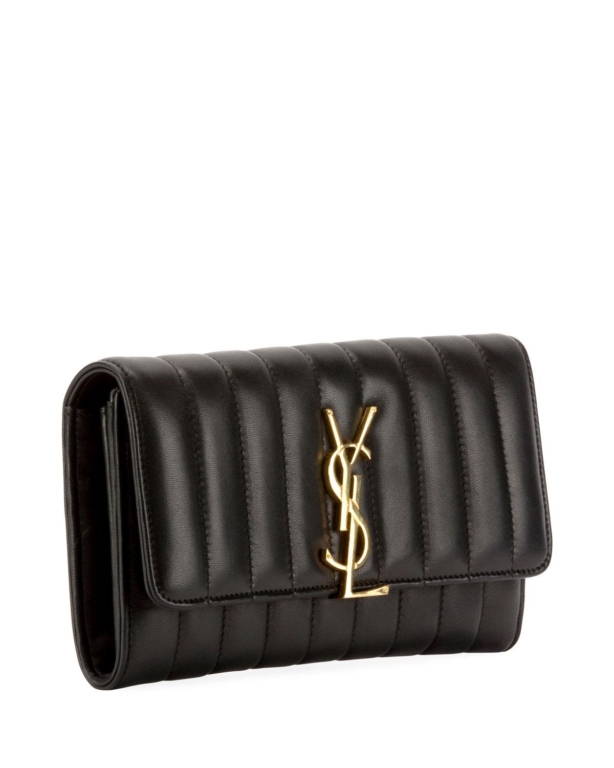 Saint Laurent Vicky Monogram Ysl Quilted Leather Continental Organizer Wallet in Black - Lyst