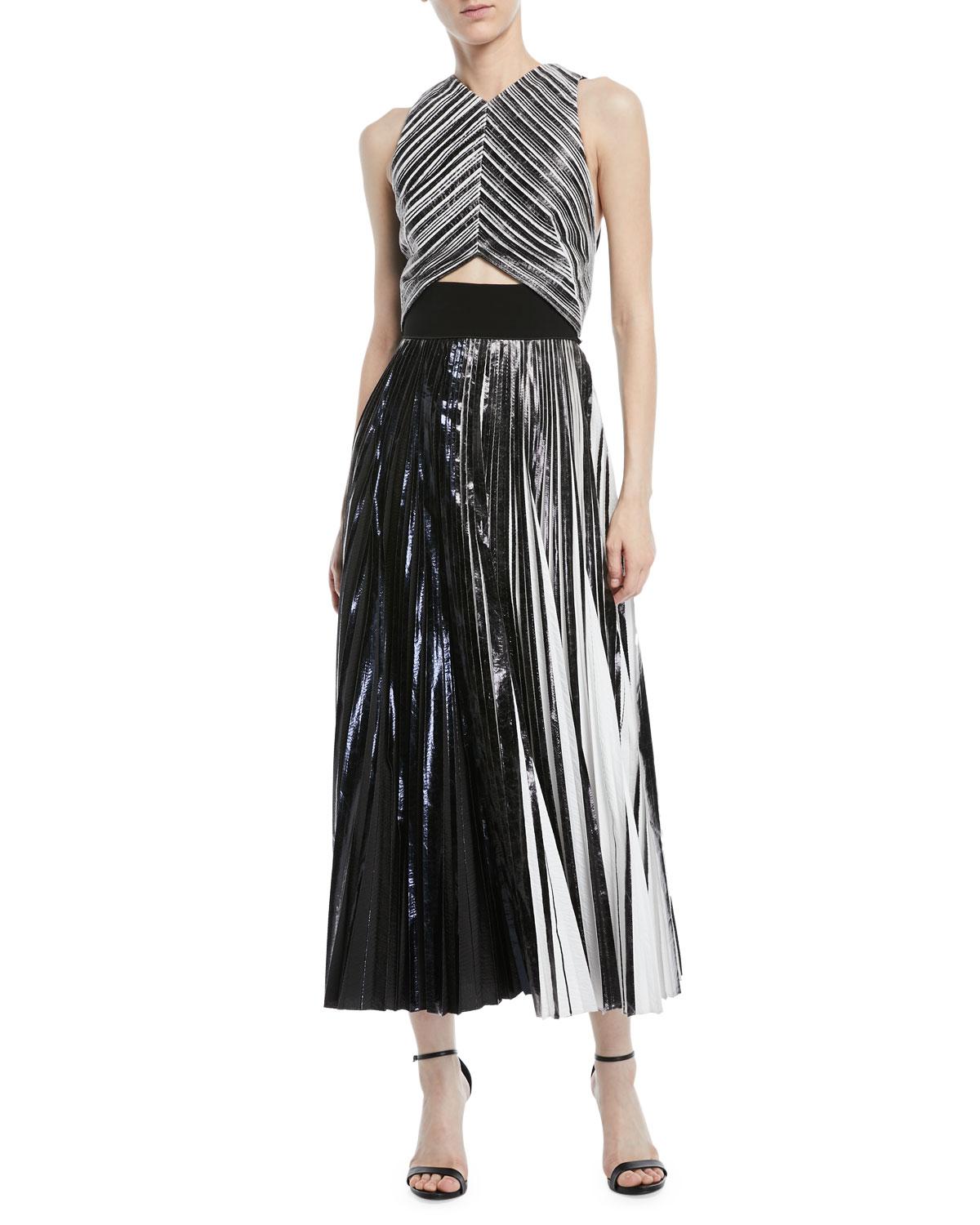 Lyst - Proenza Schouler High-neck Sleeveless Metallic Foil Cloqué ...