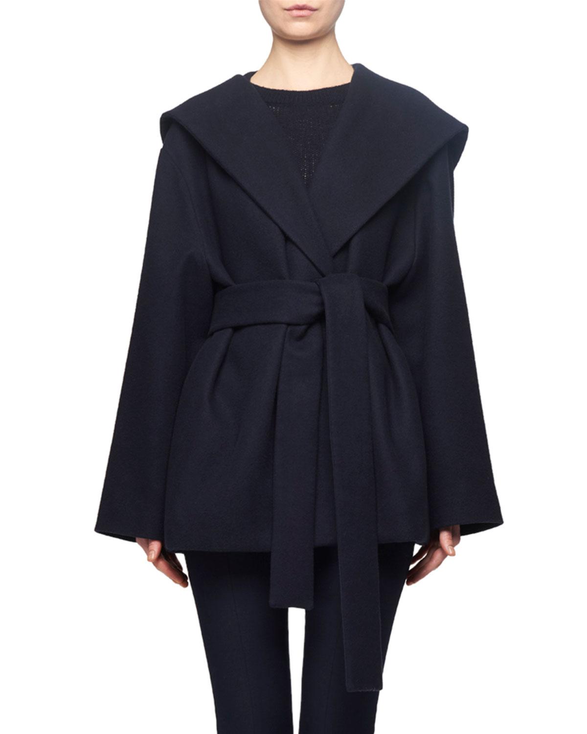 The Row Rayna Hooded Wrap Coat in Blue - Lyst